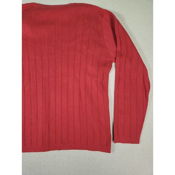 Vintage Halogen‎ Sweater Mens Medium M Red Ribbed Pullover V Neck Y2K NWT 2 - Picture 11 of 12